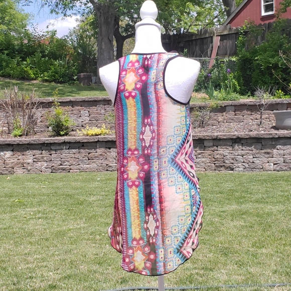 Wet Seal sheer black pink blue hi low tank top M - Picture 3 of 5